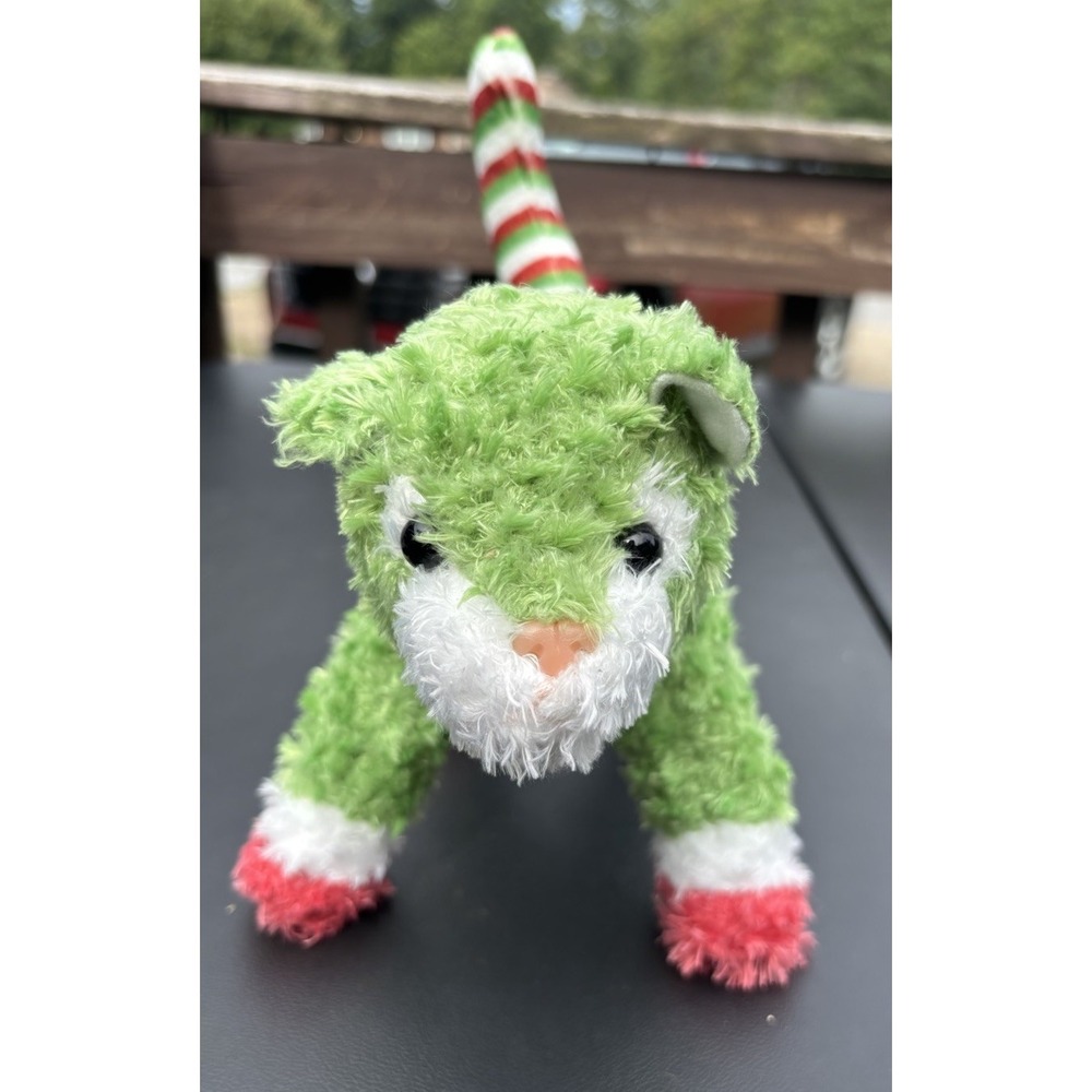 Douglas Mistletoe & The Christmas Kittens Plush Green Cat Striped Tail 8"